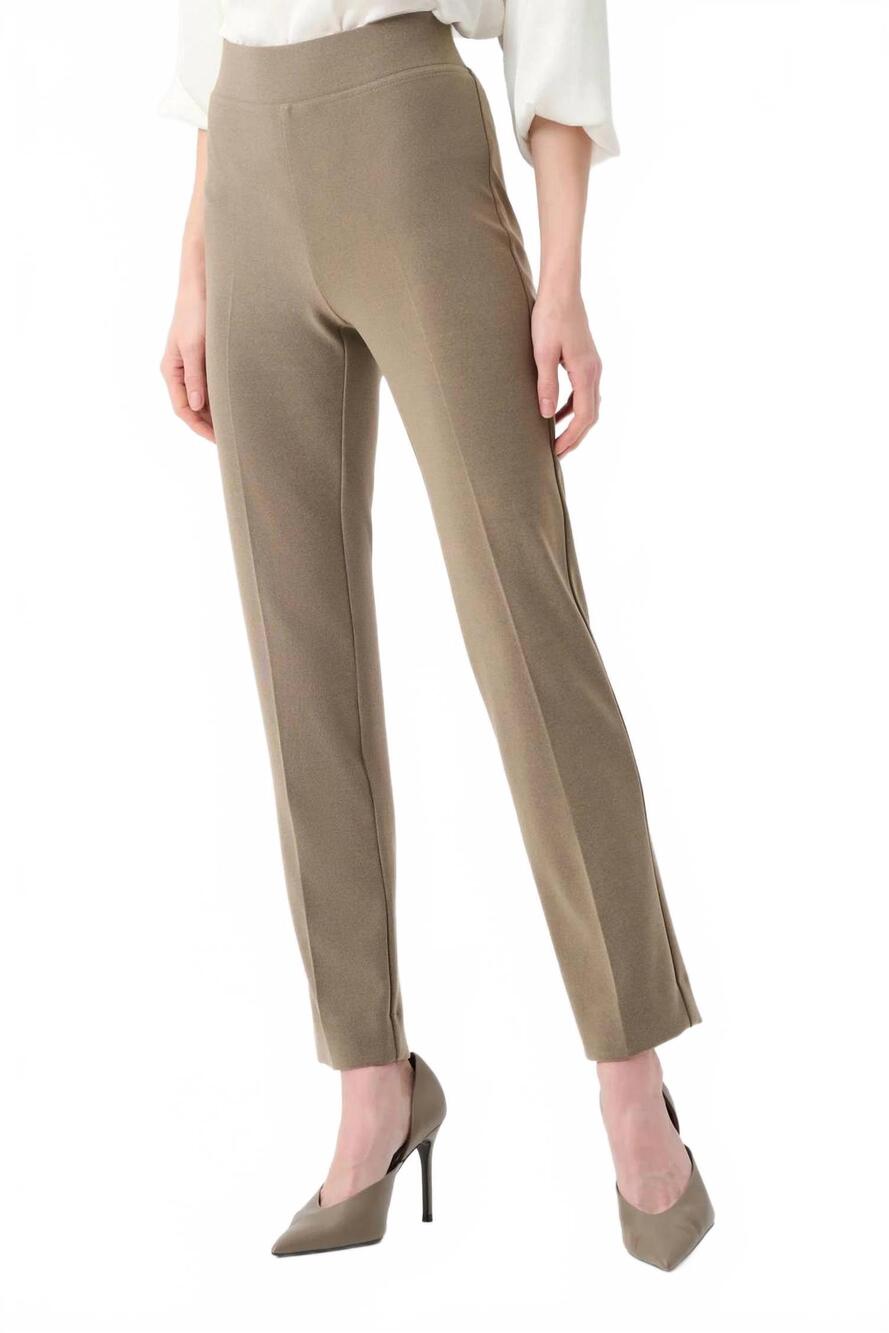 NEW JOSEPH RIBKOFF silky knit straight leg pull-on pants in taupe melange
